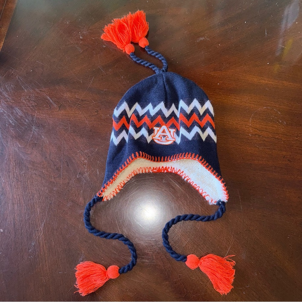 Auburn University Tigers Youth Zephyr Navy Knit Winter Beanie Tassel Cap Hat
